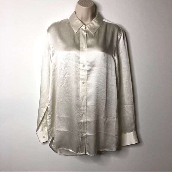 Equipment Tops - Equipment white silk button down blouse S A1
